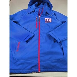 NFL New York Giants G-III Mens XXL Blue Softshell Hooded Jacket Red Zip Fleece